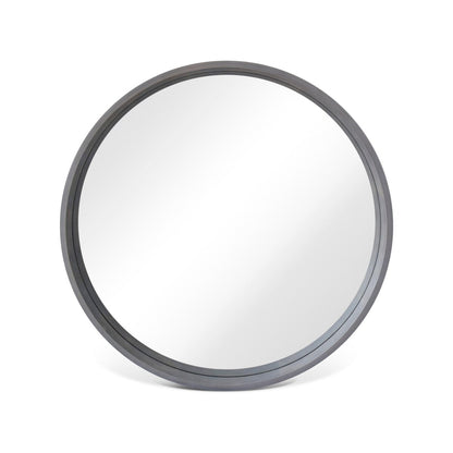 Specchio da parete rotondo classico in stile fattoria con cornice in legno