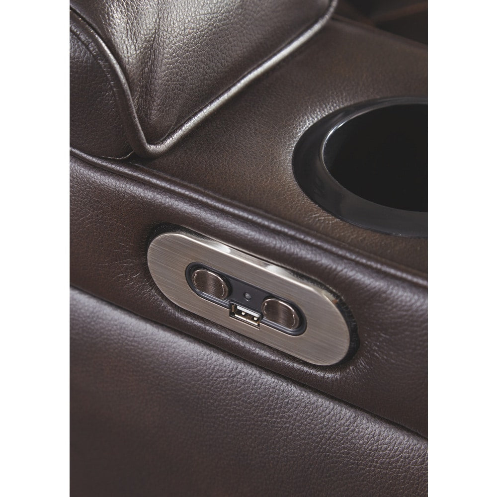 Divano reclinabile elettrico in similpelle color cioccolato Warnerton - 84 L x 38 P x 44 A