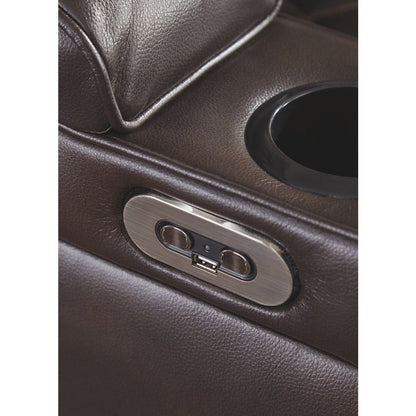 Divano reclinabile elettrico in similpelle color cioccolato Warnerton - 84 L x 38 P x 44 A