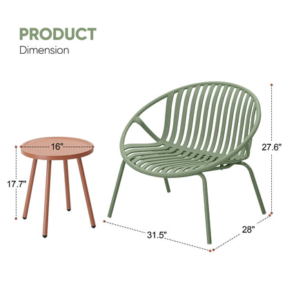Set di mobili da giardino Werph da 3 pezzi, mobili da esterno con tavolo da bistrot e sedie da giardino, set da 2