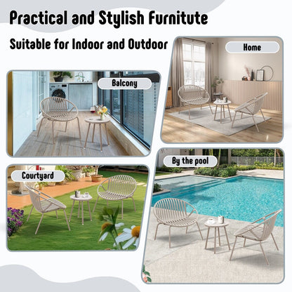 Set di mobili da giardino Werph da 3 pezzi, mobili da esterno con tavolo da bistrot e sedie da giardino, set da 2