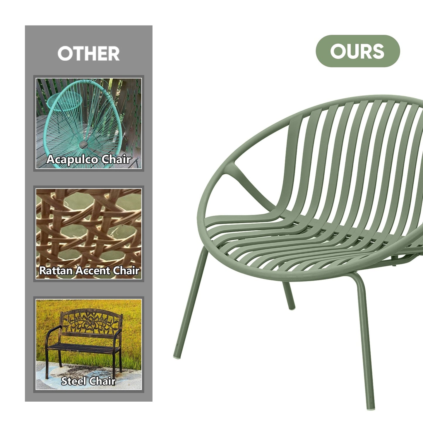 Set di mobili da giardino Werph da 3 pezzi, mobili da esterno con tavolo da bistrot e sedie da giardino, set da 2