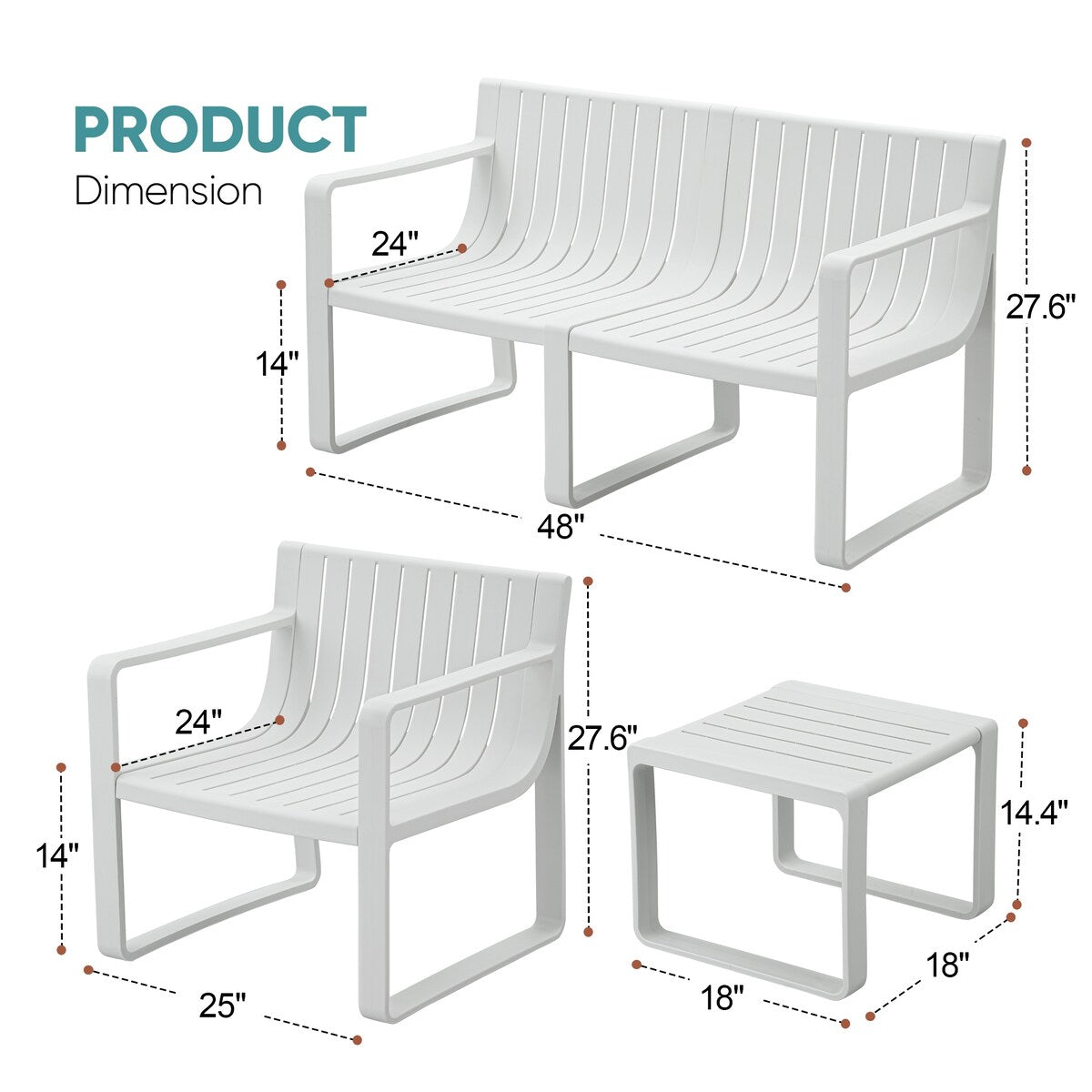 Set di mobili da giardino Werph per 4 persone, tavolo e sedie da giardino