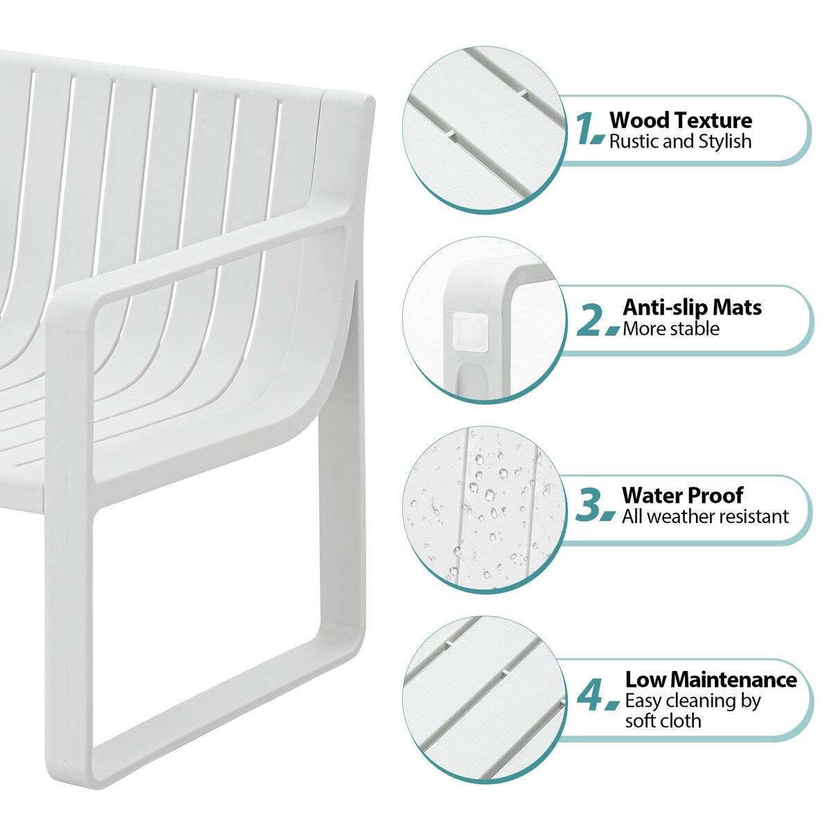 Set di mobili da giardino Werph per 4 persone, tavolo e sedie da giardino