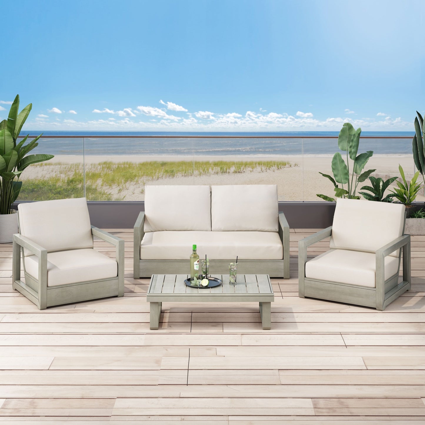 Set da salotto Westchester in acacia da 4 pezzi di Christopher Knight Home