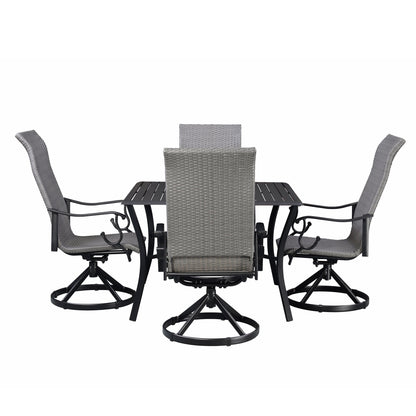 Set da pranzo girevole a dondolo Westin in alluminio e vimini da 5 pezzi