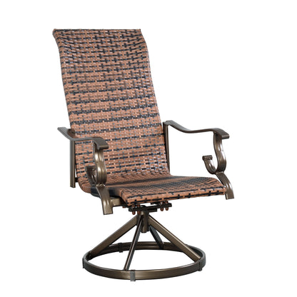 Set da pranzo girevole a dondolo Westin in alluminio e vimini da 5 pezzi