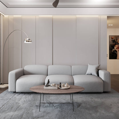 Set da conversazione imbottito Whisper con sedie modulari, braccioli agganciabili e pouf per soggiorno