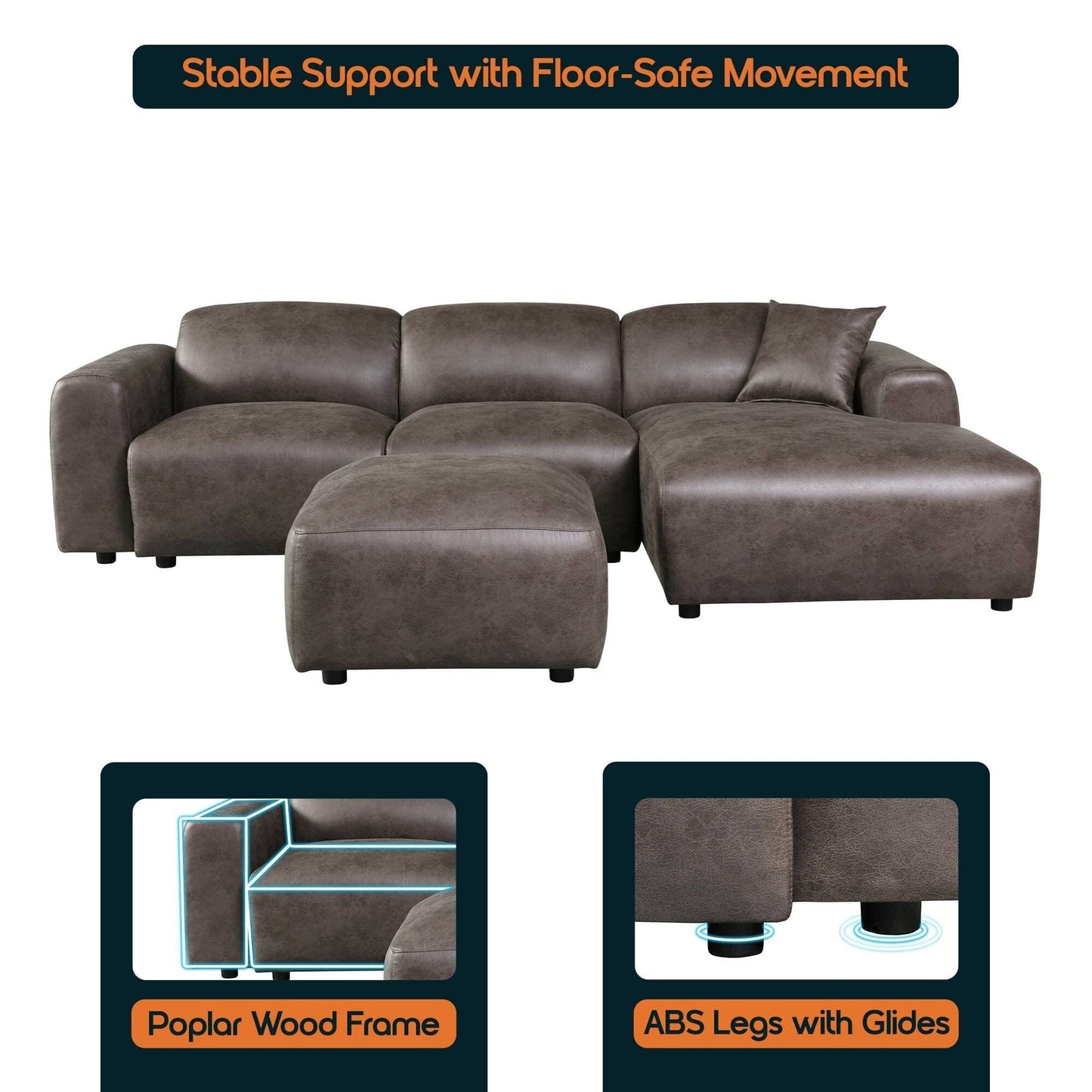 Set da conversazione imbottito Whisper con sedie modulari, braccioli agganciabili e pouf per soggiorno