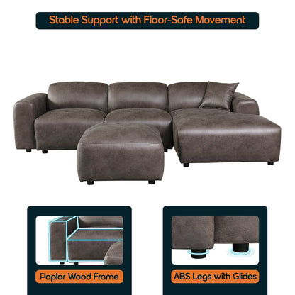 Set da conversazione imbottito Whisper con sedie modulari, braccioli agganciabili e pouf per soggiorno