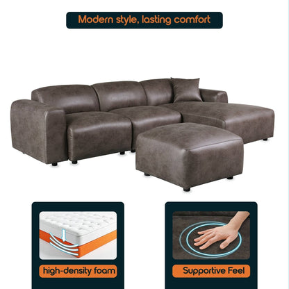 Set da conversazione imbottito Whisper con sedie modulari, braccioli agganciabili e pouf per soggiorno