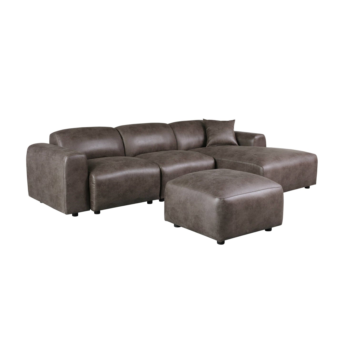 Set da conversazione imbottito Whisper con sedie modulari, braccioli agganciabili e pouf per soggiorno