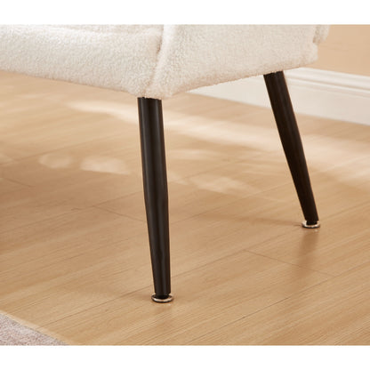 Divano a due posti Teddy bianco da 52 pollici con schienali trapuntati e struttura in legno massello per il soggiorno.