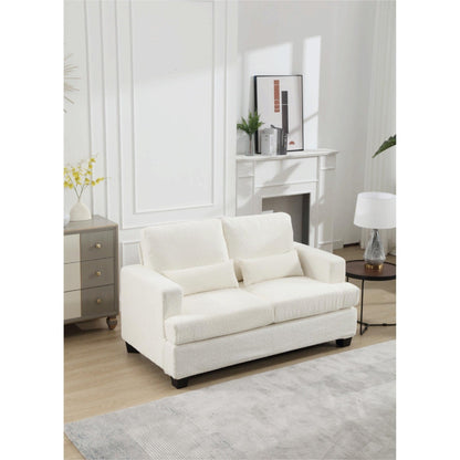 Divano a 2 posti in tessuto bianco da 63'' con seduta profonda e 3 cuscini