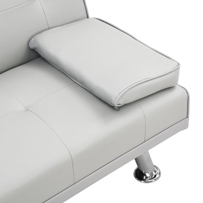 Divano letto a due posti in PVC bianco 66.1 con struttura in legno e gambe in acciaio inox per soggiorno