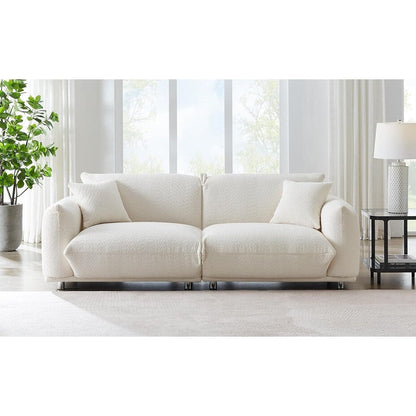 Divano a due posti oversize bianco da 87'' con gambe in metallo, struttura in legno massello, 2 cuscini, morbido e resistente