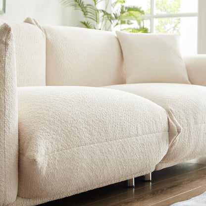 Divano a due posti oversize bianco da 87'' con gambe in metallo, struttura in legno massello, 2 cuscini, morbido e resistente