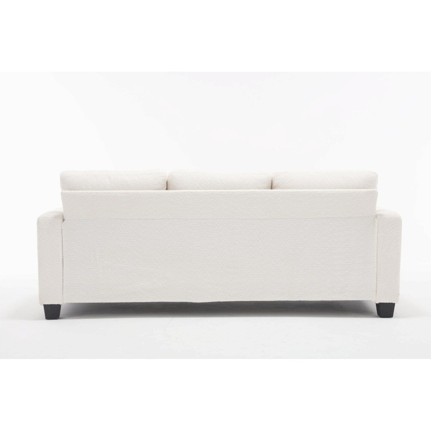 Divano moderno a 3 posti in tessuto bianco 88.4, con 3 cuscini, cuscini dello schienale rimovibili, struttura in legno massello e acciaio