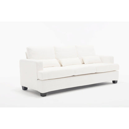 Divano a 3 posti in tessuto bianco da 88,4'' con cuscini dello schienale rimovibili, seduta profonda e robusta struttura in acciaio e legno massello