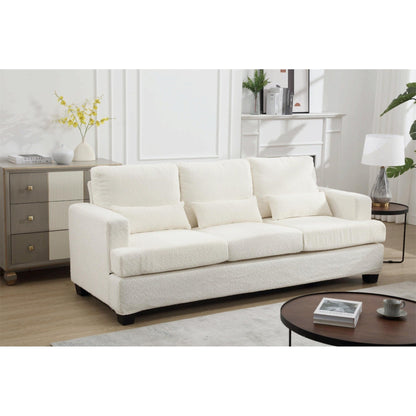 Divano a 3 posti in tessuto bianco da 88,4'' con cuscini dello schienale rimovibili, seduta profonda e robusta struttura in acciaio e legno massello