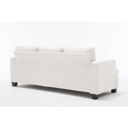 Divano moderno a 3 posti in tessuto bianco da 88,4'' con cuscini dello schienale rimovibili e struttura in legno massello