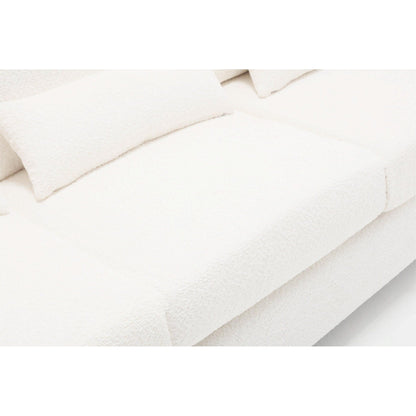 Divano moderno a 3 posti in tessuto bianco da 88,4'' con cuscini dello schienale rimovibili e struttura in legno massello