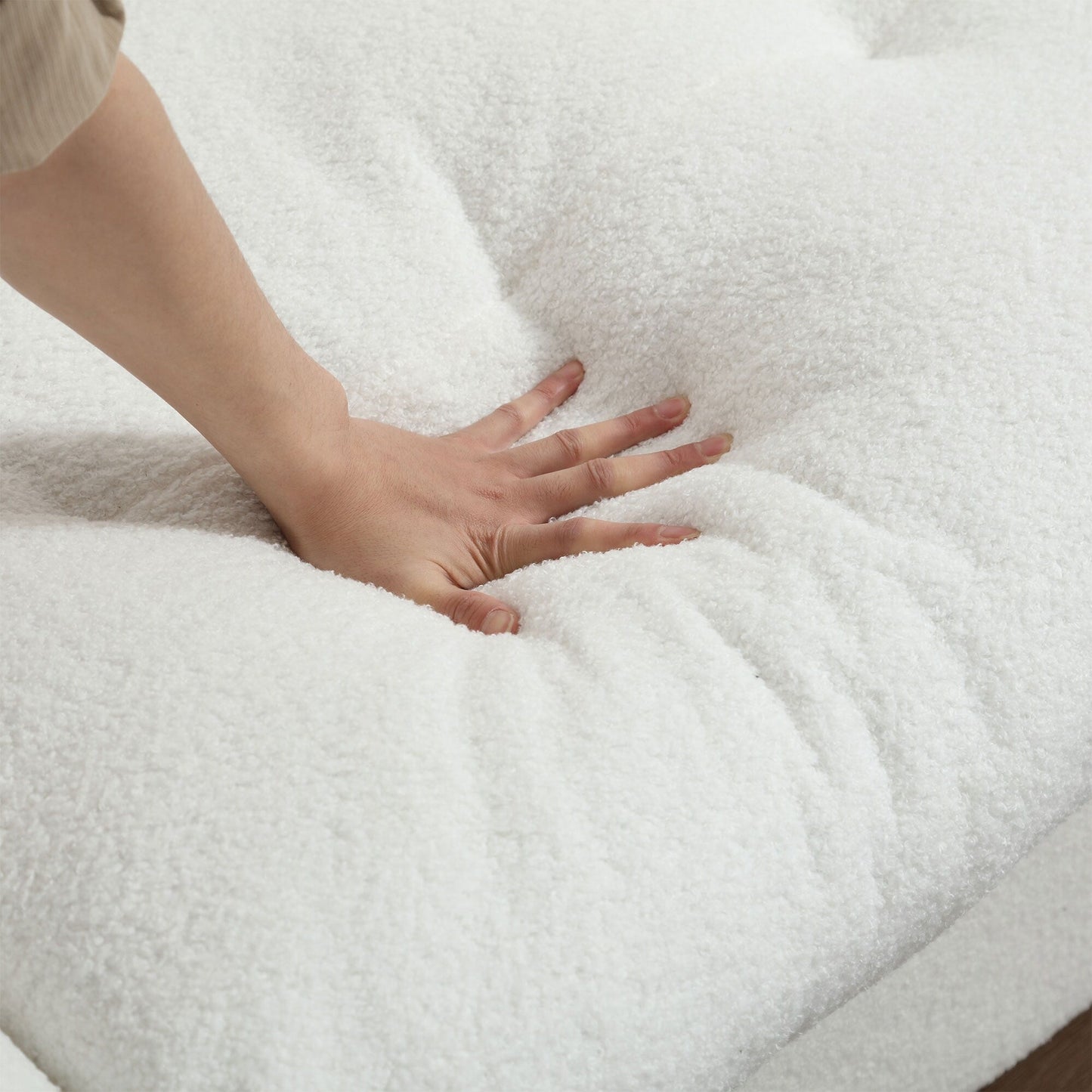 Divano a 2 posti in tessuto bianco da 96,46'' con design a nuvola, comodo stile imbottito e piedini in plastica per il soggiorno