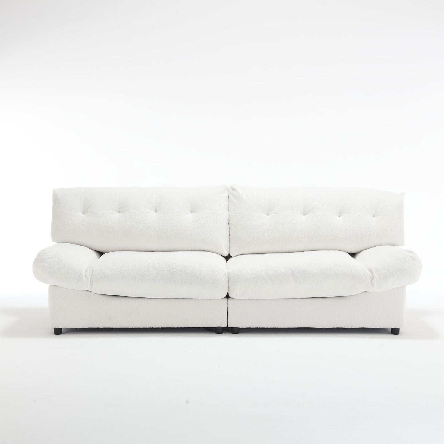 Divano a 2 posti in tessuto bianco da 96,46'' con comodo design imbottito, stile nuvola e piedini in plastica per il soggiorno