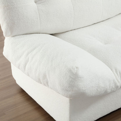 Divano a 2 posti in tessuto bianco da 96,46'' con comodo design imbottito, stile nuvola e piedini in plastica per il soggiorno