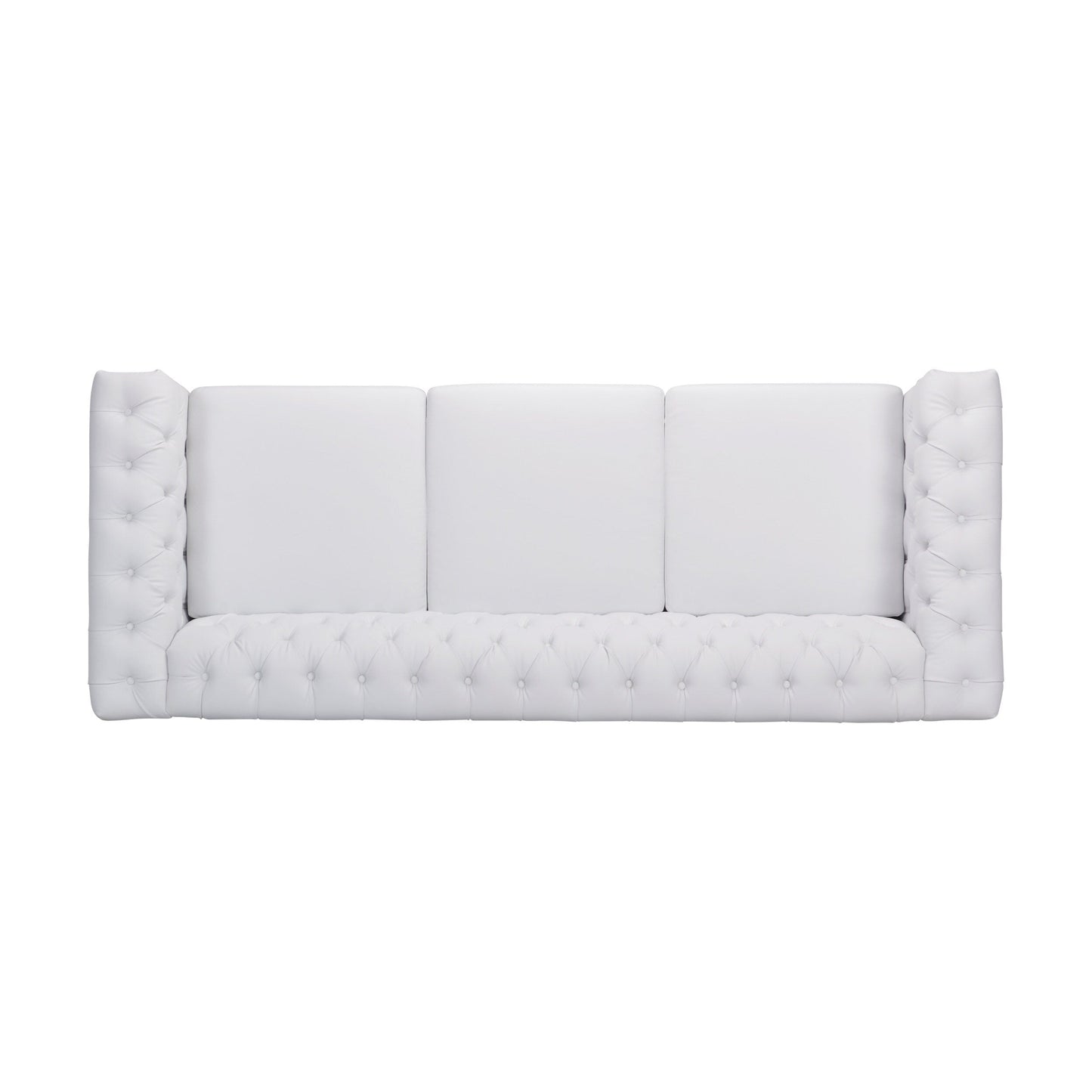 Divano Chesterfield bianco a 3 posti con capitonné e borchie
