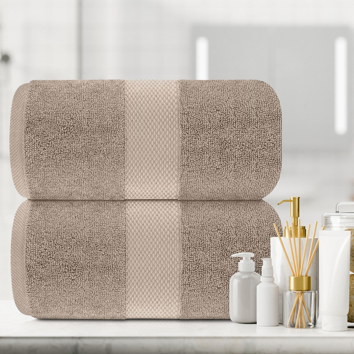 Asciugamano da bagno oversize in cotone di lusso classico bianco 35x70 - Set di 2