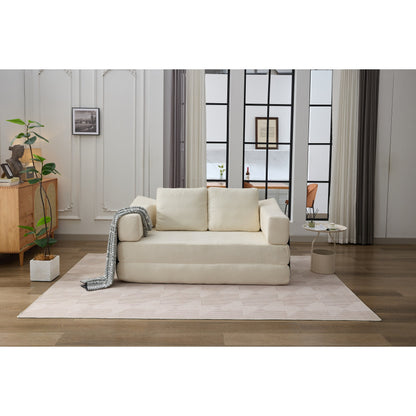 Divano letto trasformabile in ciniglia, moderno e minimalista, bianco, 70,87, con schienale rimovibile per soggiorno