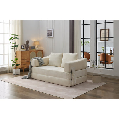 Divano letto trasformabile in ciniglia, moderno e minimalista, bianco, 70,87, con schienale rimovibile per soggiorno