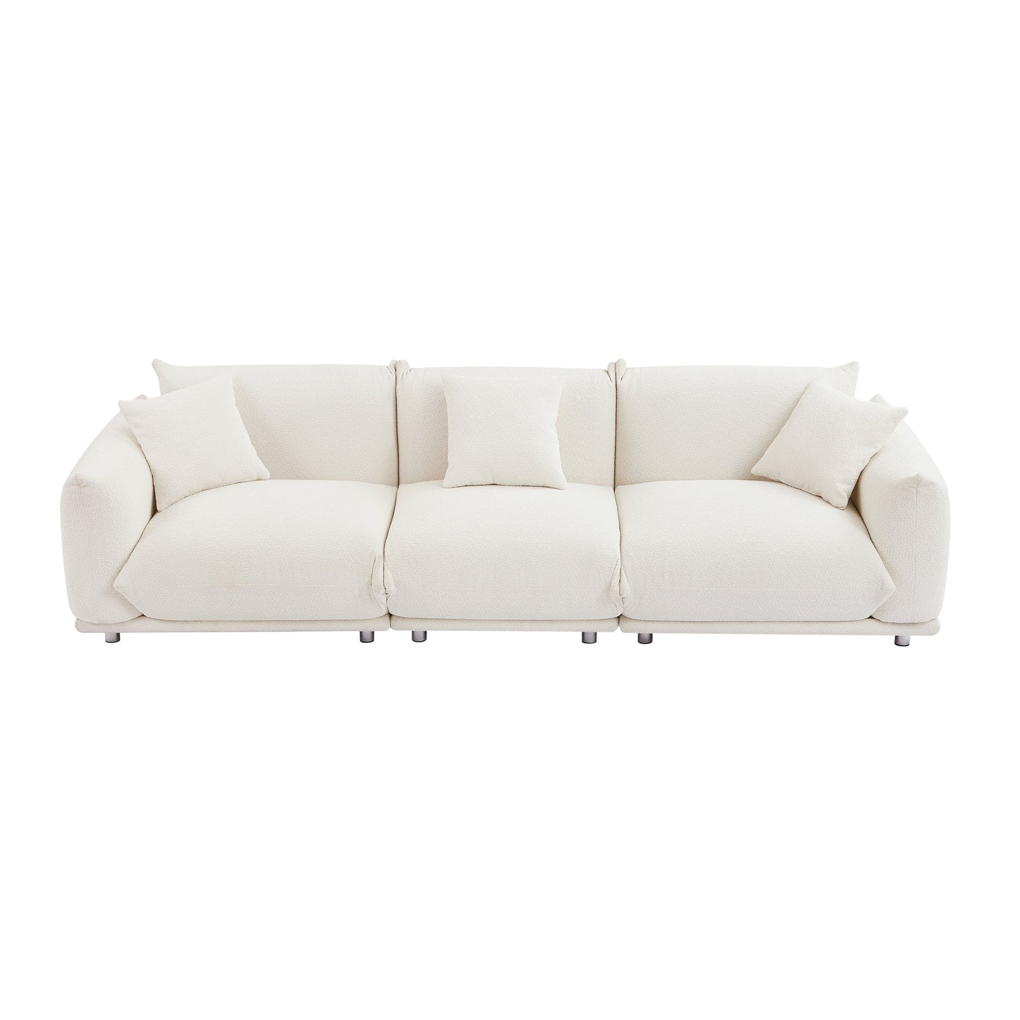 Divano bianco oversize a 3 posti con gambe in metallo