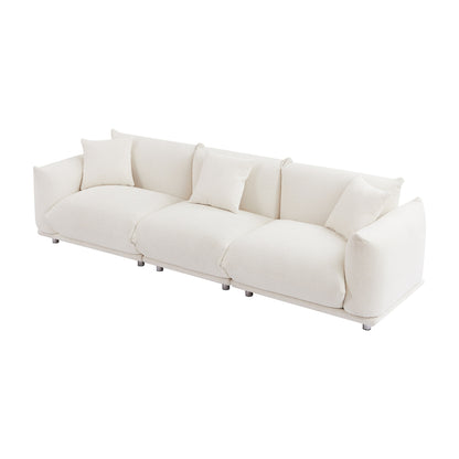 Divano bianco oversize a 3 posti con gambe in metallo