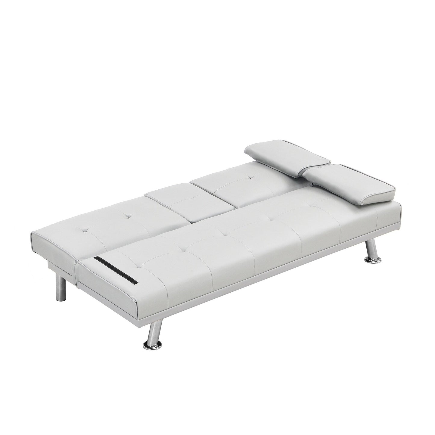 Divano letto a due posti in PVC bianco con struttura in legno