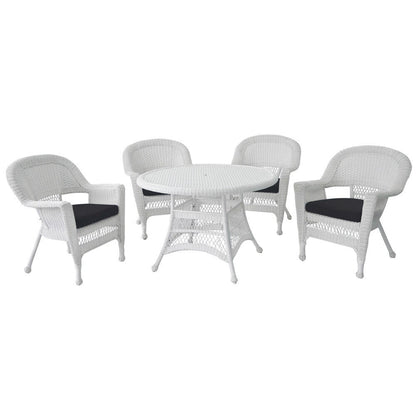 Set da pranzo in vimini bianco in resina da 5 pezzi