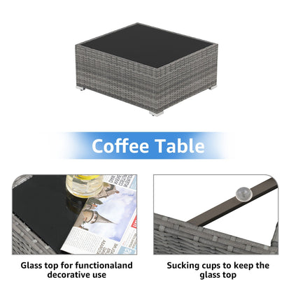 Set di divani componibili imbottiti da esterno in vimini/acciaio da 7 pezzi