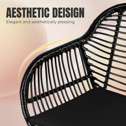 Set da 3 pezzi per mobili da esterno in vimini, da patio, da bistrot, con cuscini, per veranda, piscina, giardino - 21,2 L x 23,6 W x 31,5 H