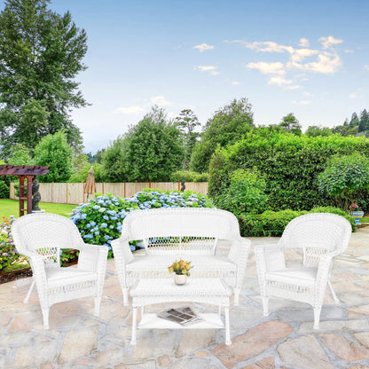 Set da conversazione in vimini da 4 pezzi per patio