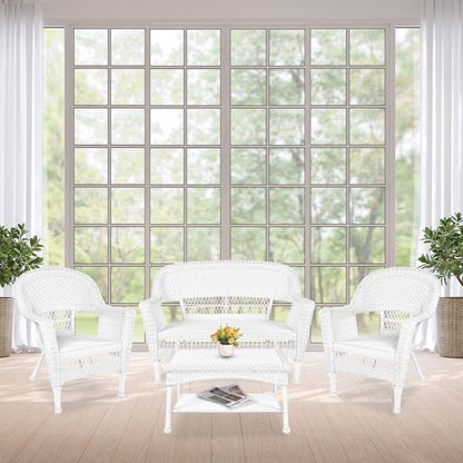 Set da conversazione in vimini da 4 pezzi per patio