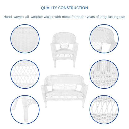 Set da conversazione in vimini da 4 pezzi per patio