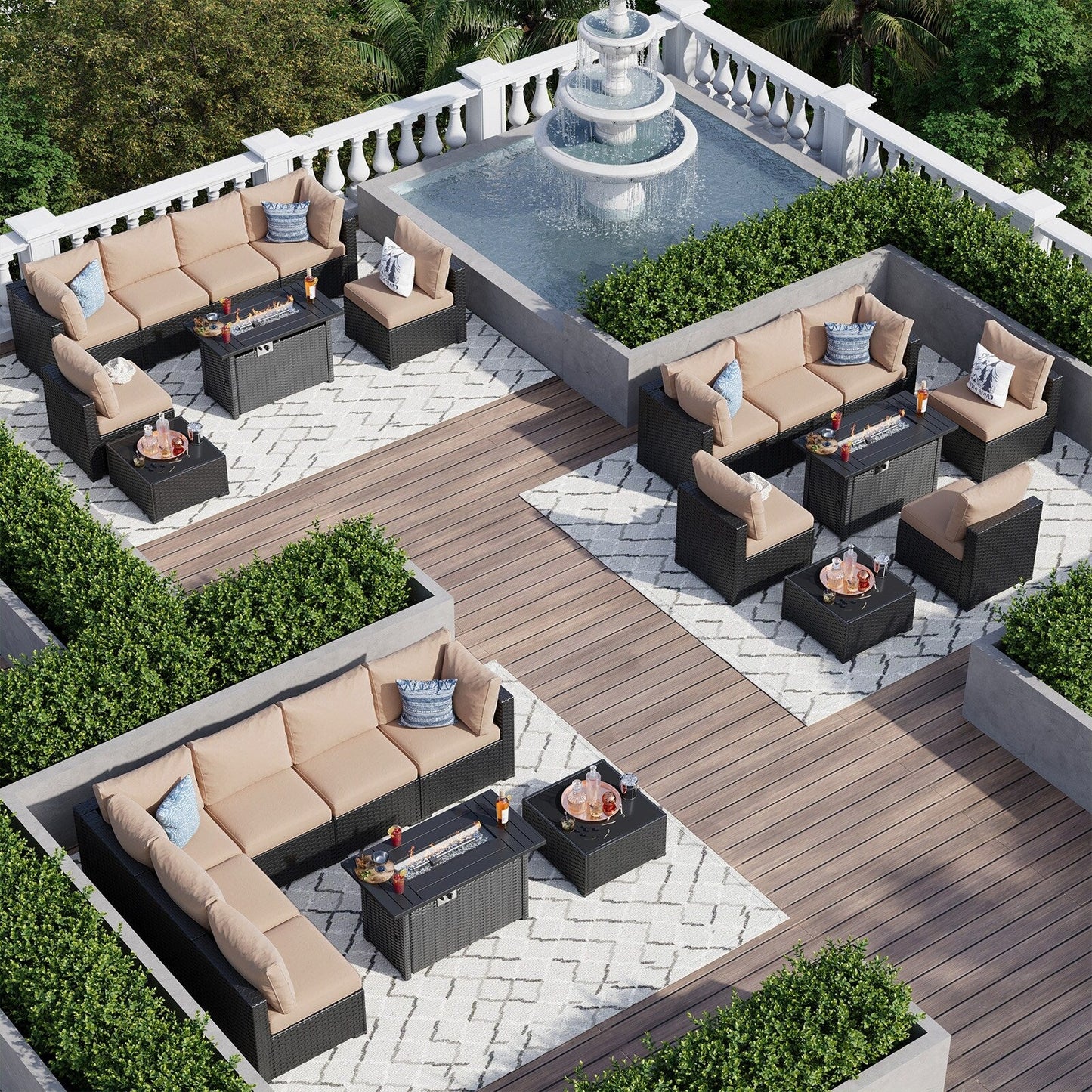 Set di divani componibili in vimini e rattan per patio