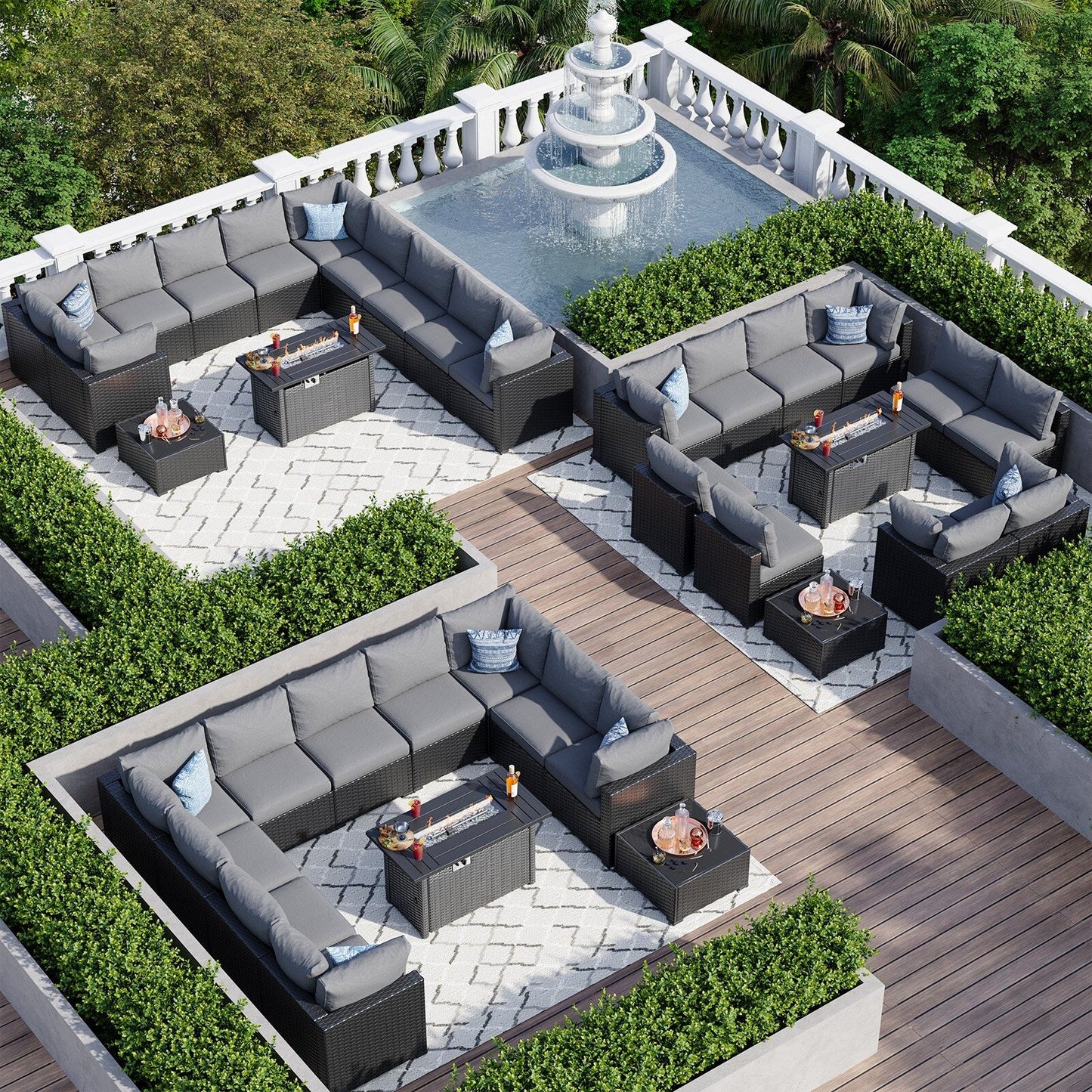 Set di divani componibili in vimini e rattan per patio