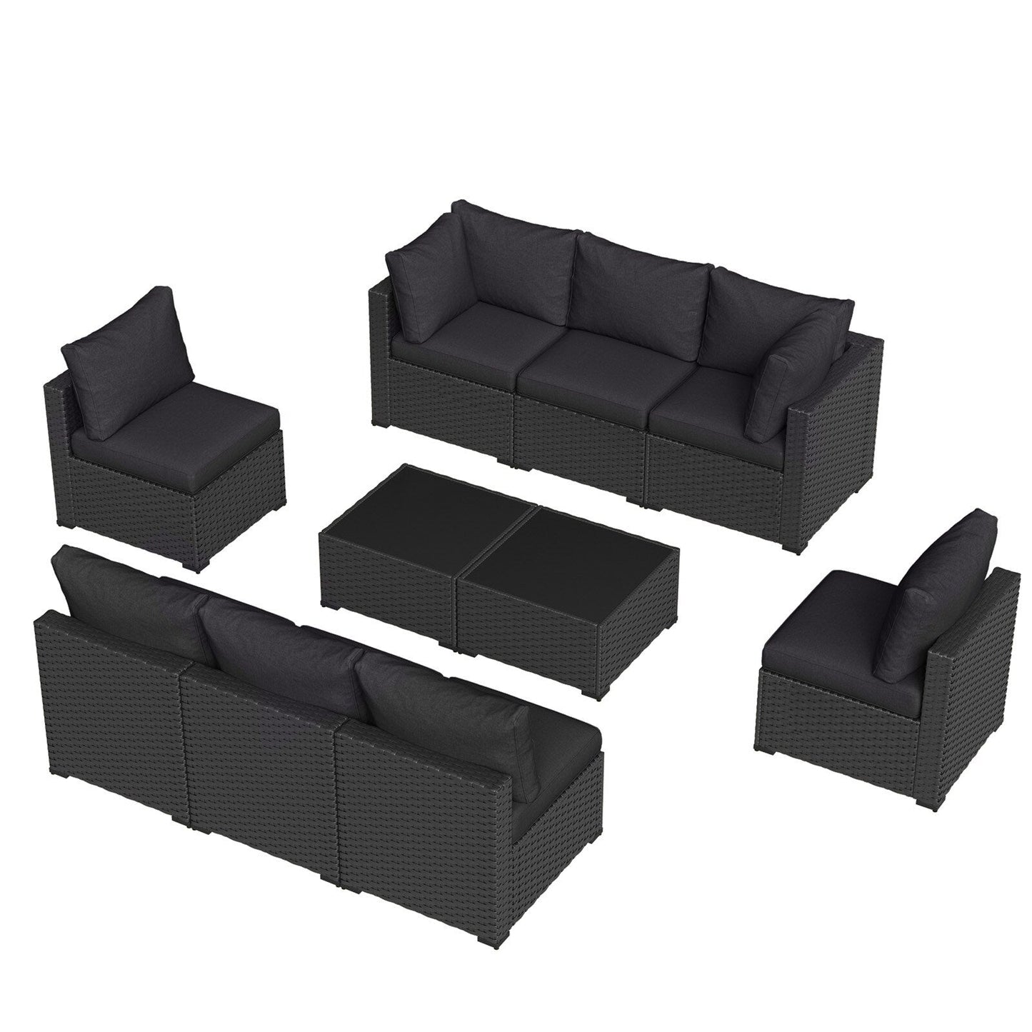 Set di divani componibili in vimini e rattan per patio