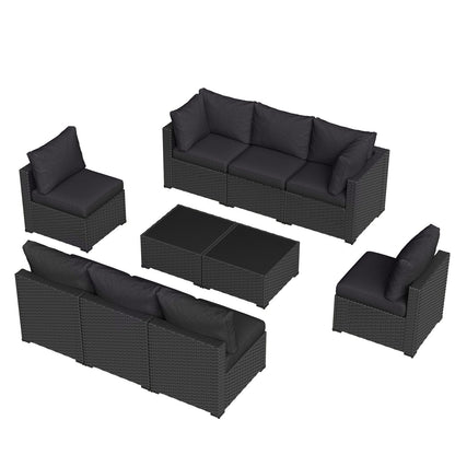 Set di divani componibili in vimini e rattan per patio