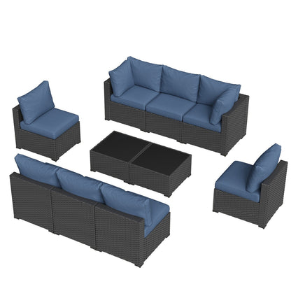 Set di divani componibili in vimini e rattan per patio