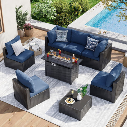 Set di divani componibili in vimini e rattan per patio