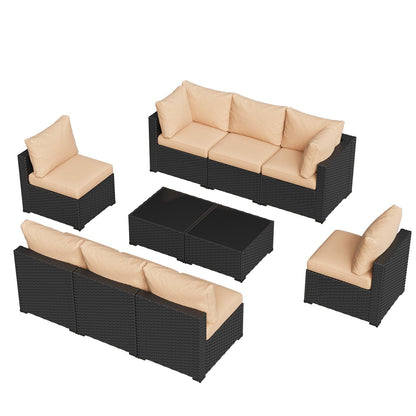 Set di divani componibili in vimini e rattan per patio