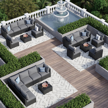 Set di divani componibili in vimini e rattan per patio